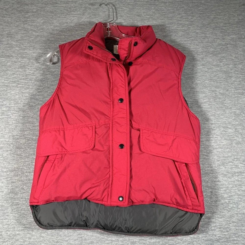 REI Puffer Vest Womens 10 Red Goose Down Full Zip Collared Nylon Outdoor